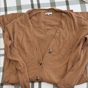 Madewell Tan Ribbed Cardigan Sweater